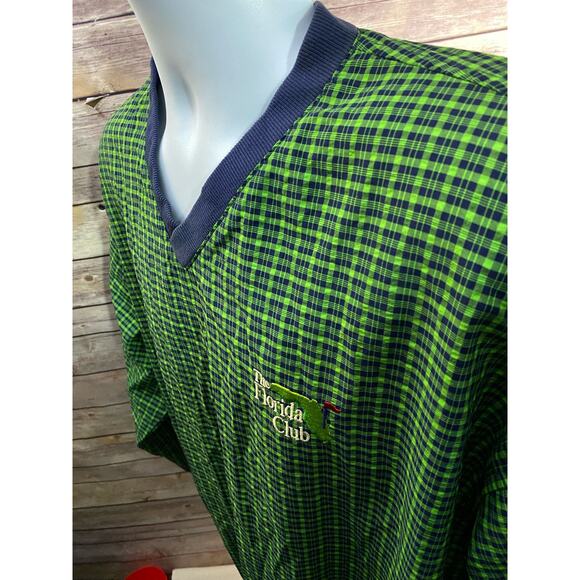Vintage Starbus Weather Screen Green Plaid The Florida Club Pullover Large USA - Picture 6 of 10